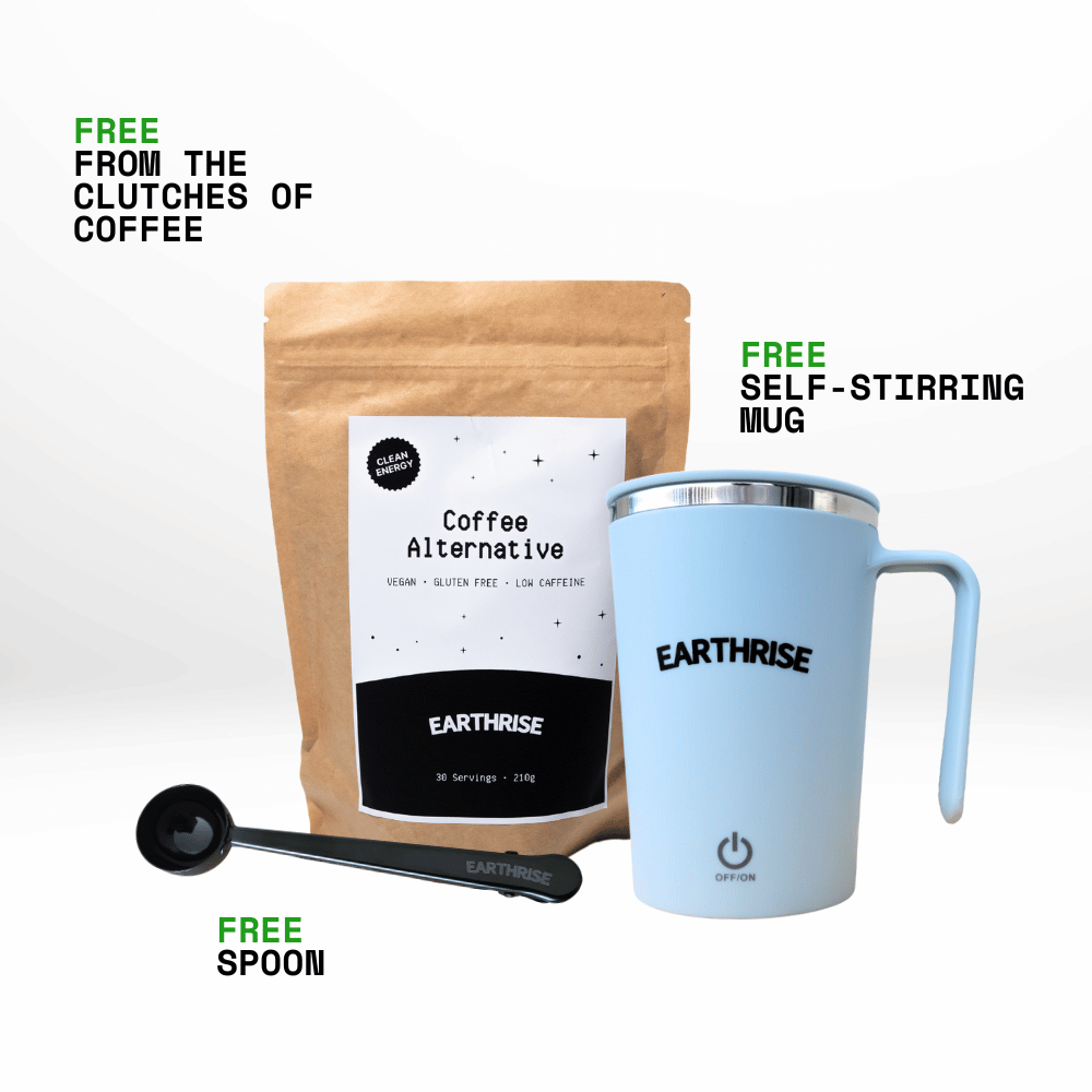 Earthrise Original Blend Starter Kit with free spoon and blue mug