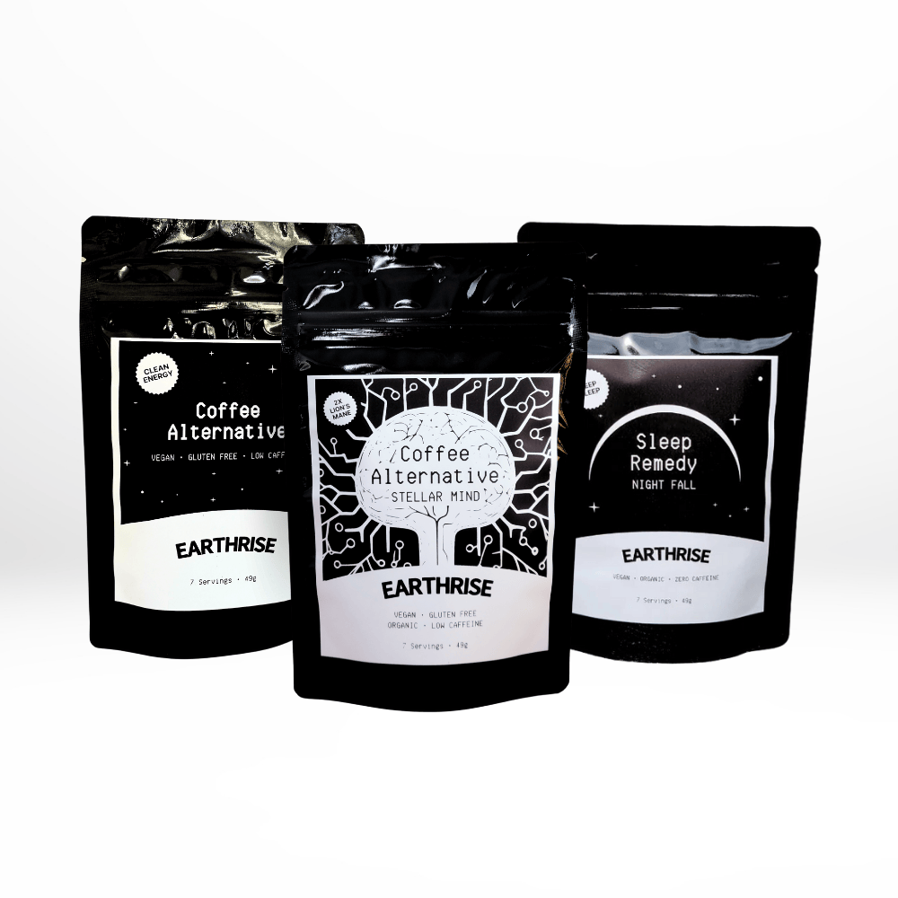 Sample Bundle with three 7 servings bags of Earthrise, two coffee alternative and one sleep remedy